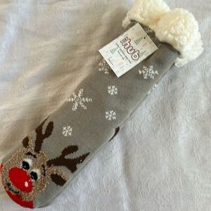 Cozy Hub Christmas Collection Holiday Reindeer Slipper Socks Women’s Size 9-11